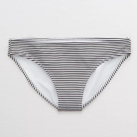 NWT Aerie Printed Bikini Bottom Striped Black White Swim Separate Sz M - Picture 1 of 10